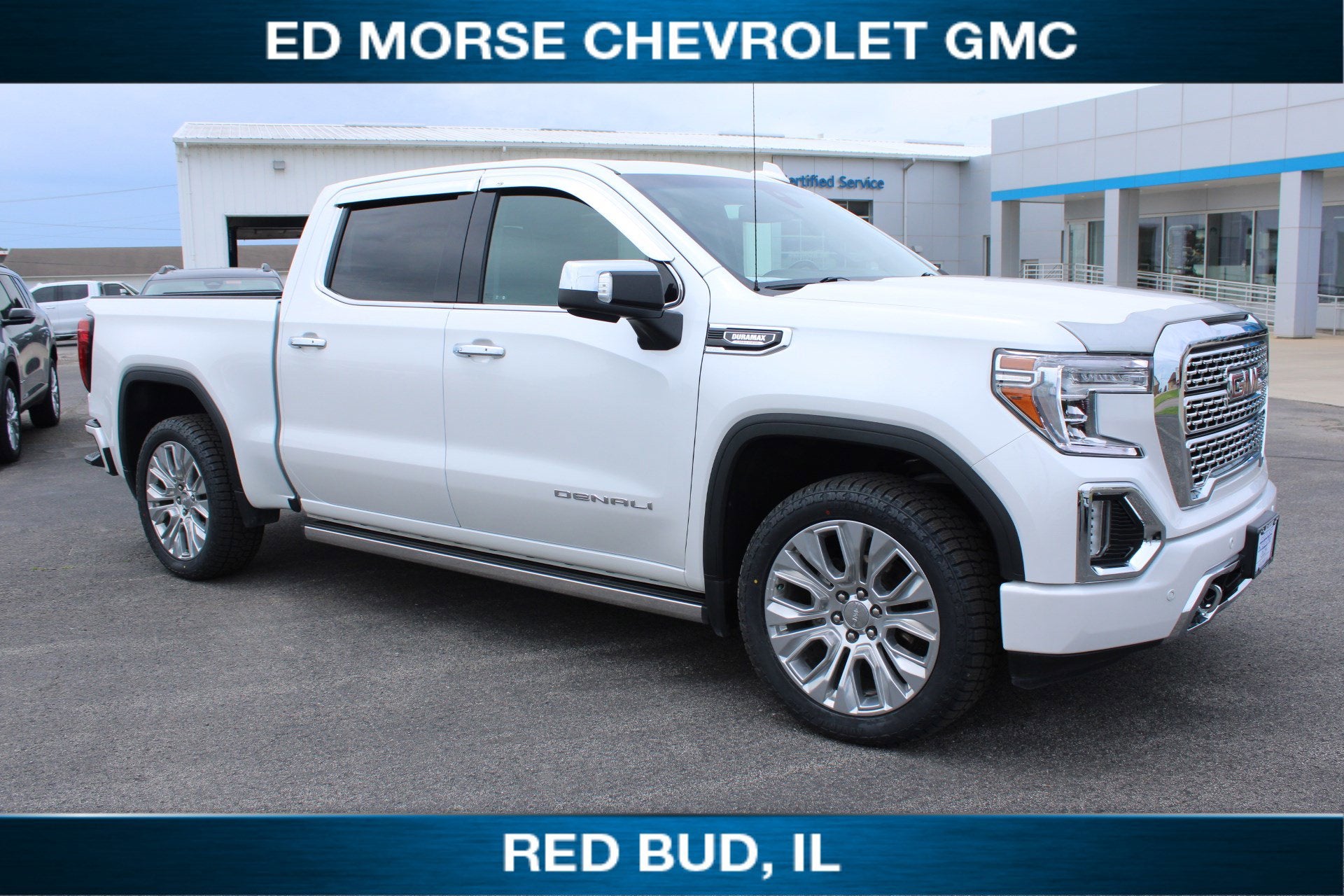 2022 GMC Sierra 1500 Limited Denali in White Frost Tricoat — front three-quarter view